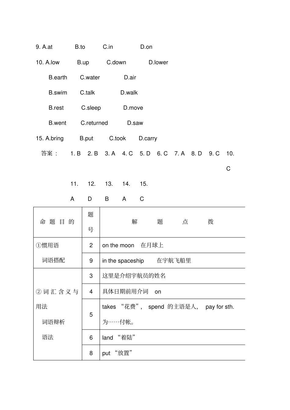 中考英语完形填空专项练习题答案版_第2页