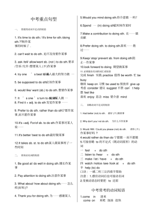 中考英语常考的动词短语归纳