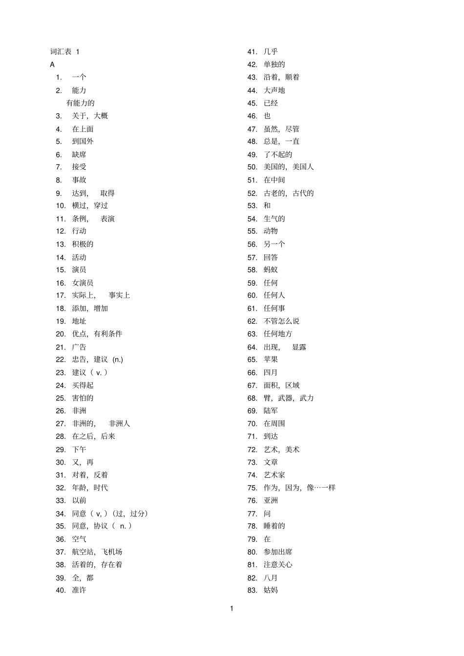 中考英语词汇表汇总_第1页