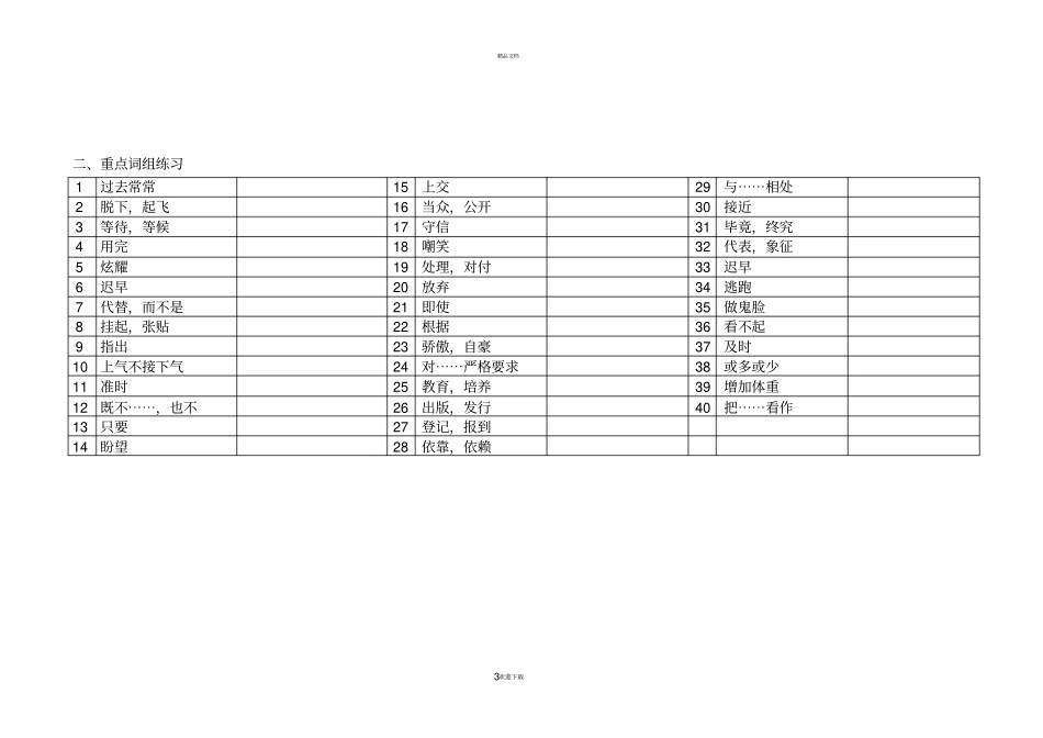中考英语重点单词短语练习带答案_第3页