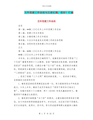 五年党建工作总结与五星红旗