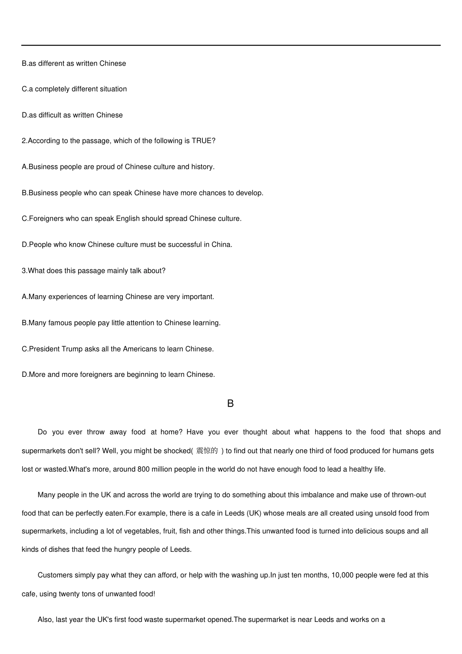 中考英语阅读理解训练推荐_第2页