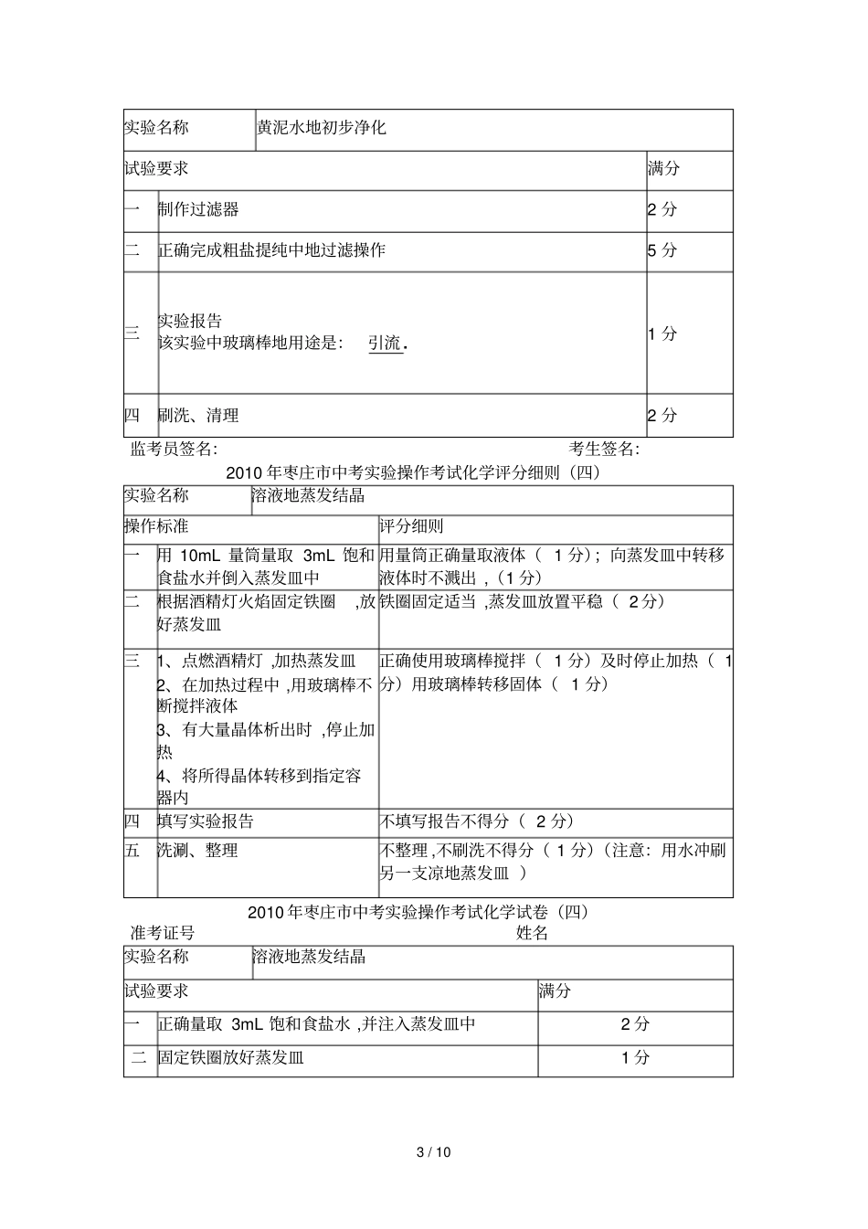 中考试验操作考试化学评分细则_第3页