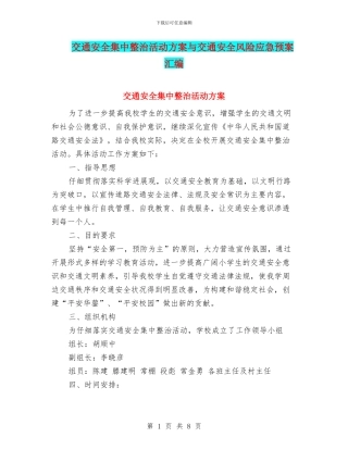 交通安全集中整治活动方案与交通安全风险应急预案汇编