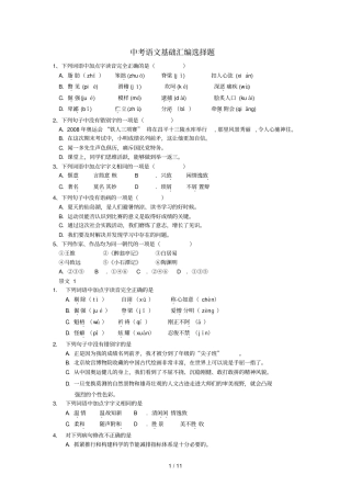 中考语文基础训练选择题