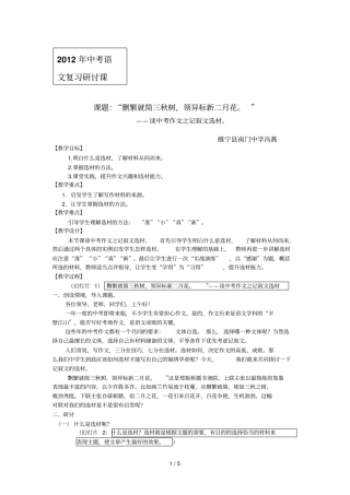 中考语文复习研讨课