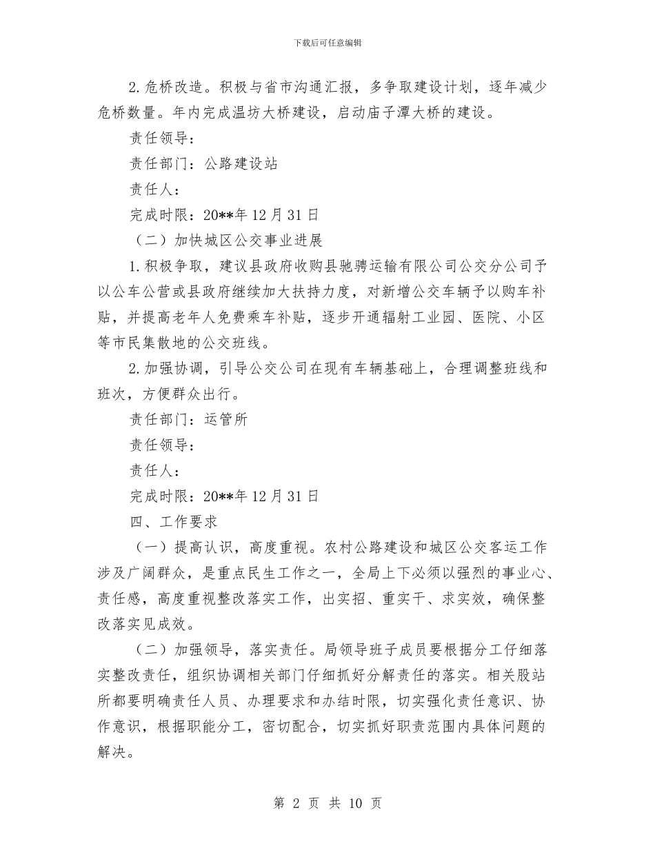 交通局关于当前工作存在问题整改落实方案与交通局十佳创评实施方案汇编_第2页