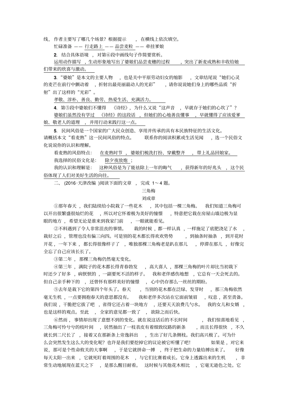 中考语文陕西总复习考点跟踪突破10记叙文阅读线索与情节_第2页