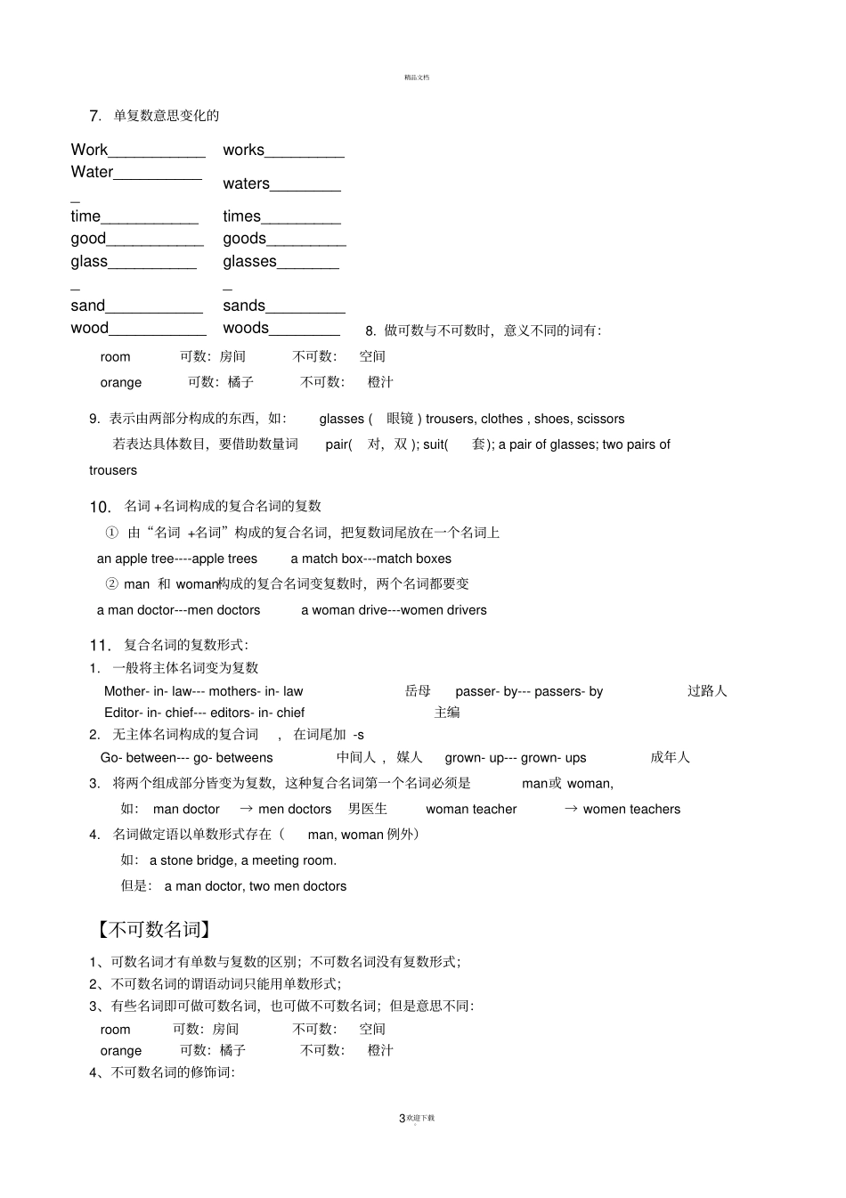 中考语法名词_第3页