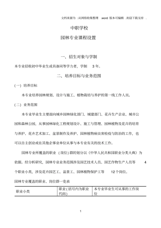 中职学校园林专业课程设计