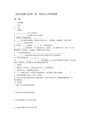 中职职业道德与法律复习之知识梳理