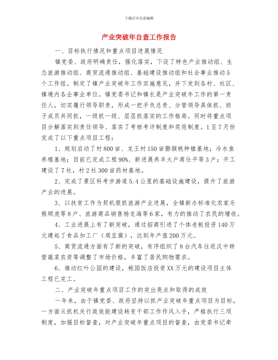 产业局党政自查报告与产业突破年自查工作报告汇编_第3页