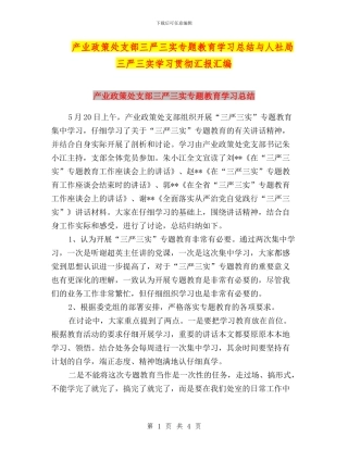 产业政策处支部三严三实专题教育学习总结与人社局三严三实学习贯彻汇报汇编