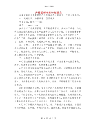 产科医师年终计划范文