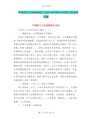 产科护士工作总结范文2024与产科护士年终工作总结汇编