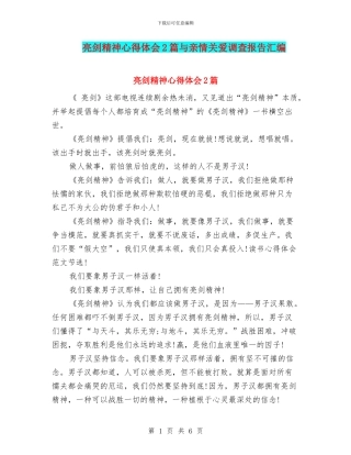 亮剑精神心得体会2篇与亲情关爱调查报告汇编