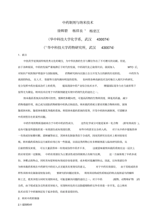 中药制剂与纳米技术