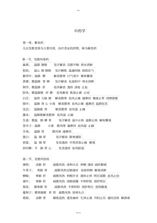 中药学功效整理