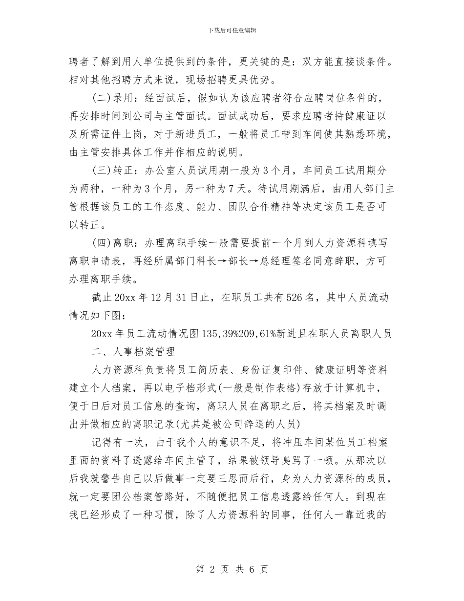 人事文员2024年度总结与人事月度个人工作总结汇编_第2页