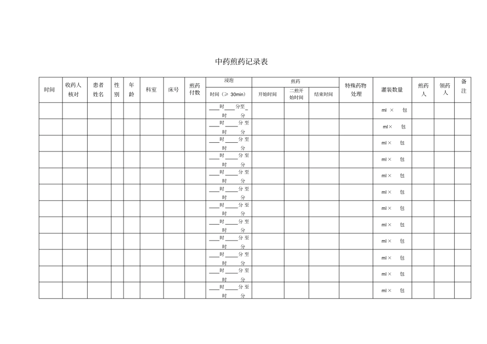 中药煎药记录表_第1页