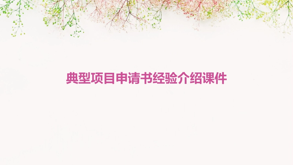 典型项目申请书经验介绍课件_第1页