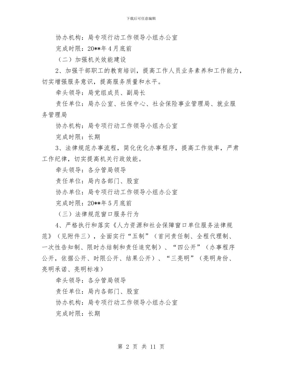 人保局政风行风建设专项行动工作方案与人保局春风行动实施方案汇编_第2页