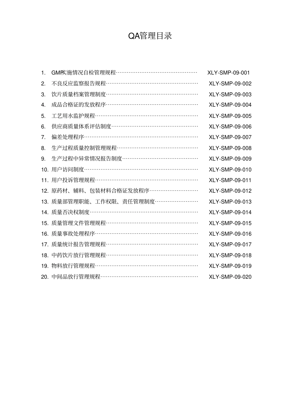 中药饮片厂QA管理制度_第1页