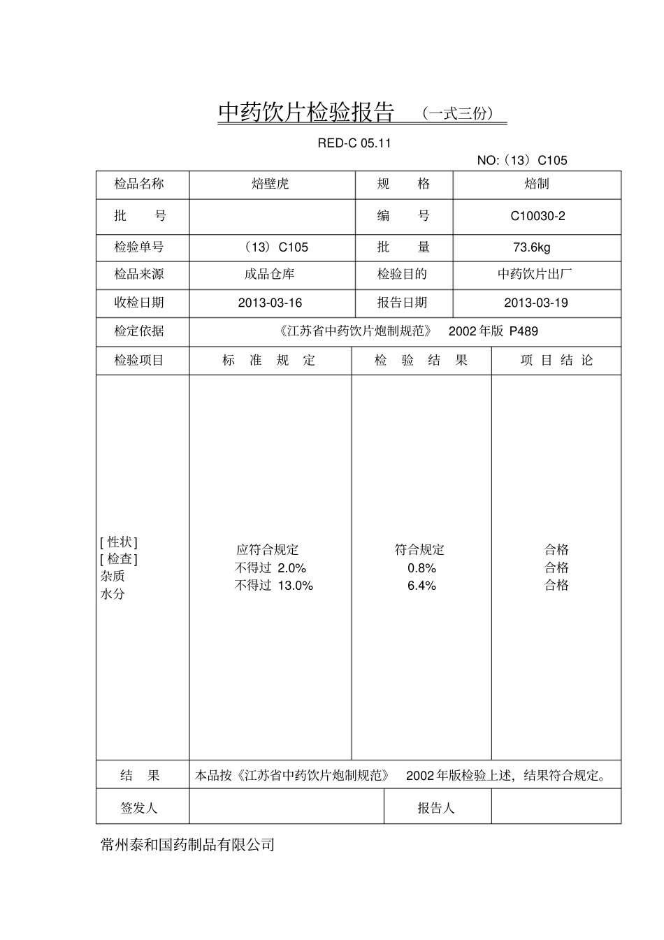 中药饮片检验报告一式三份_第2页