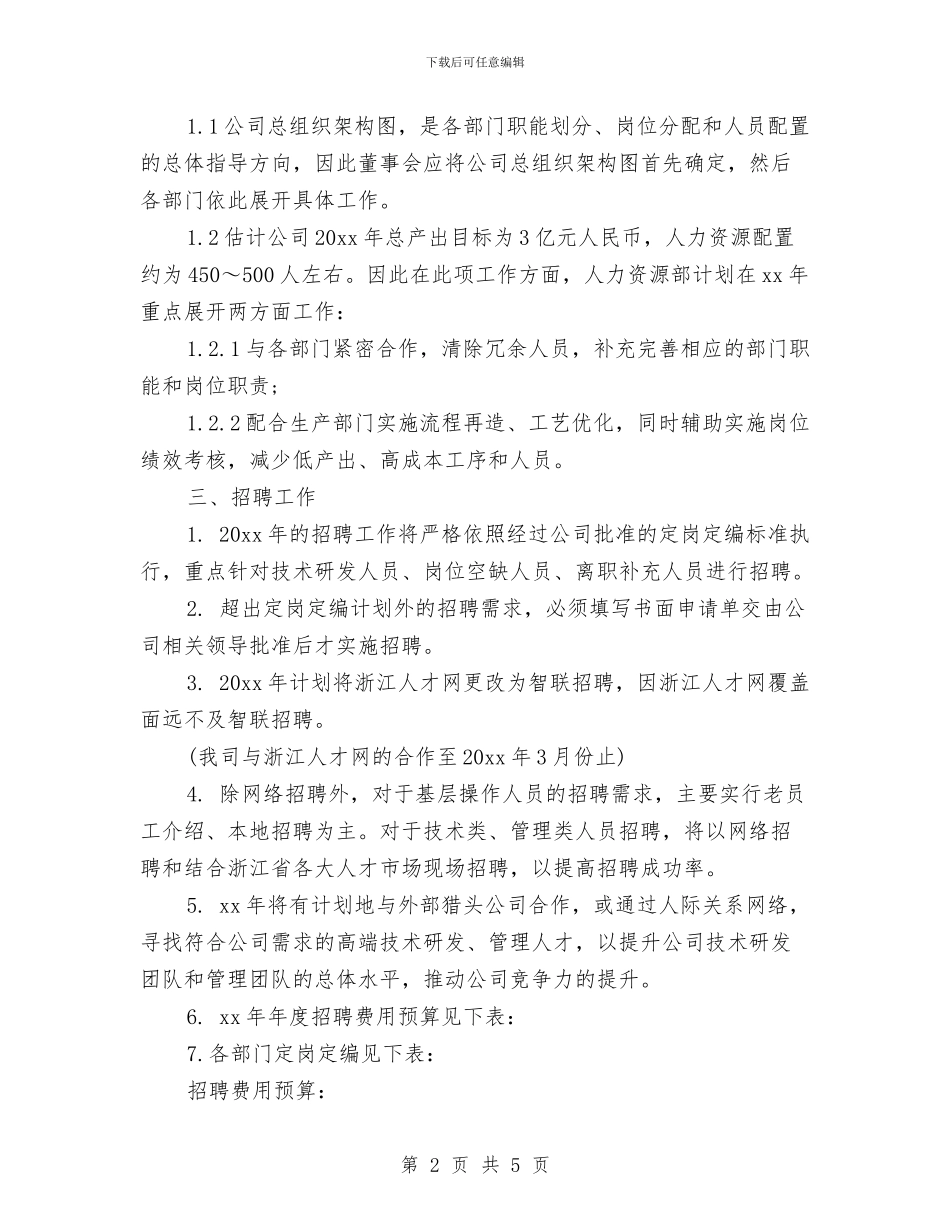 人力资源周工作计划范例与人力资源周工作计划表汇编_第2页