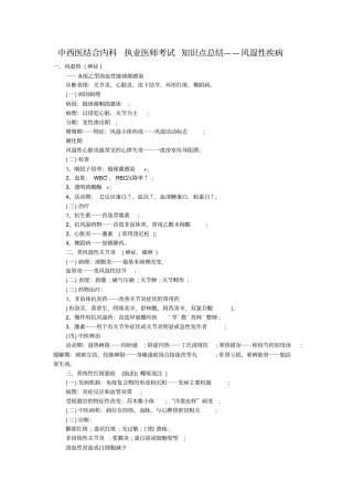 中西医结合内科执业医师考试的知识点总结