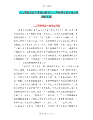 人力资源总监年度总结报告与人力资源总监年总总结模板汇编