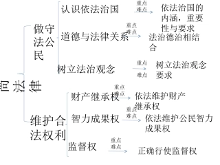 九年级崇尚法律单元重难点知识树