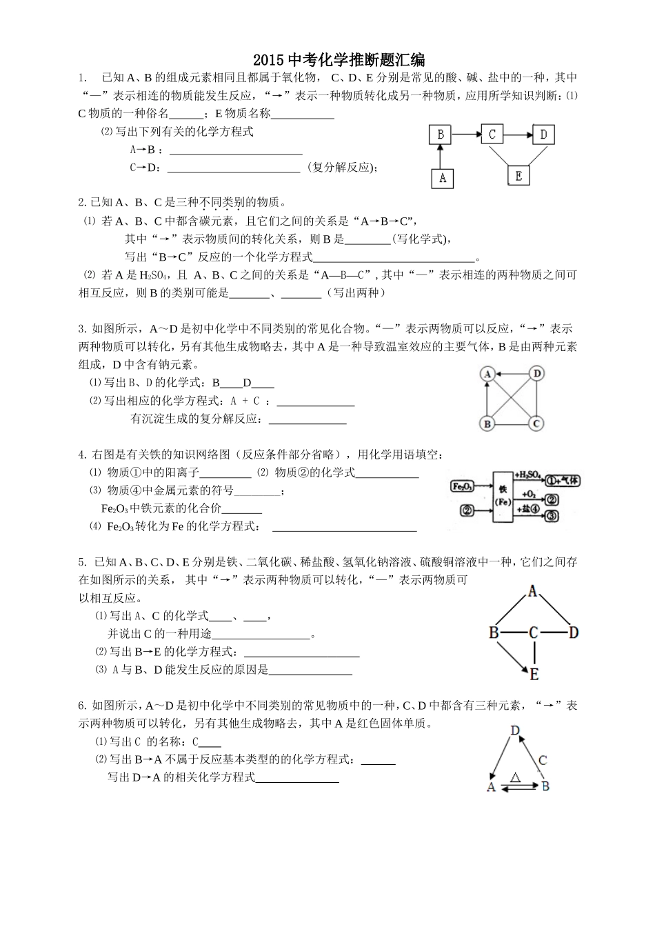 2014初三化学推断题汇编_第1页