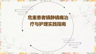 危重患者镇静镇痛治疗与护理实践指南