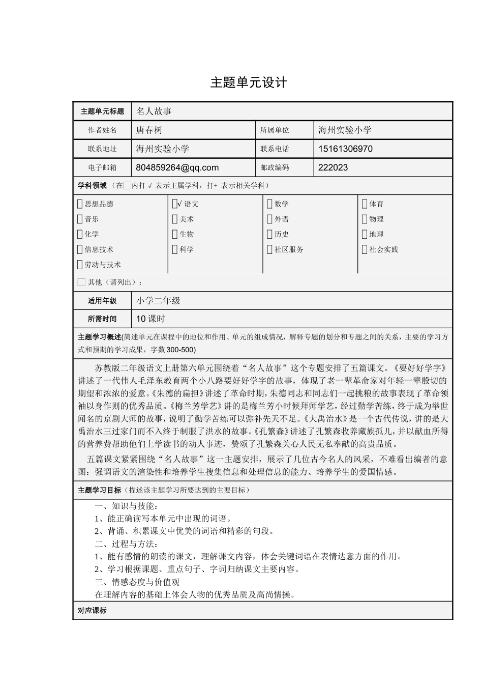 名人故事主题单元设计模板_第1页