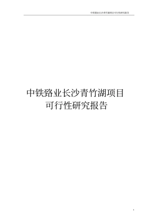 中铁置业长沙青竹湖项目可行性研究报告