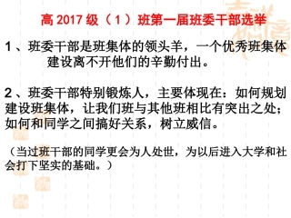高2017级1班班委干部选举