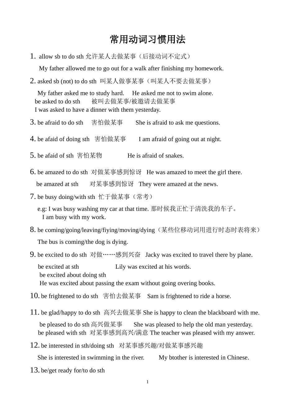 初三英语复习材料常用动词习惯用法new_第1页