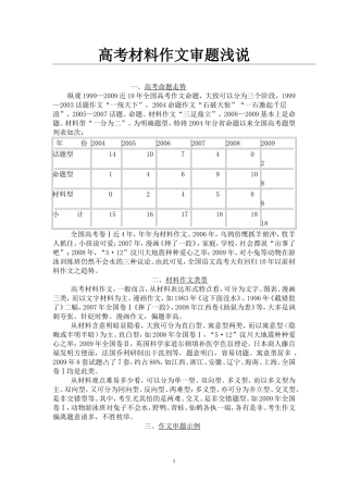 高考材料作文审题浅说