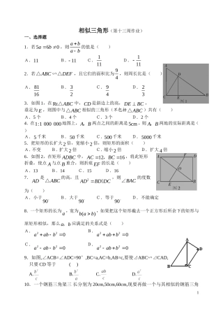 相似三角形十三周作业