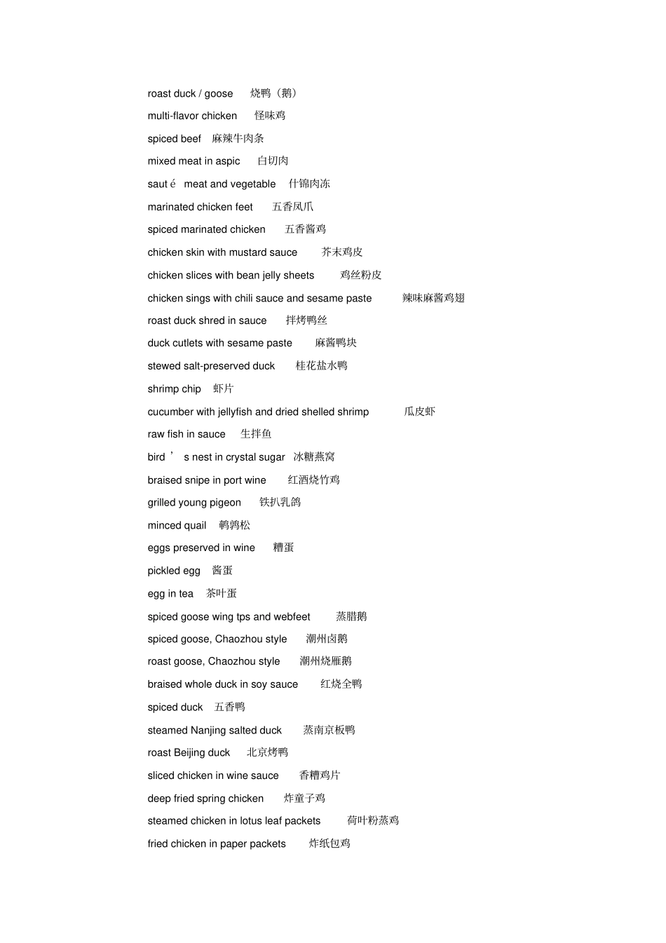 中餐英文菜谱大全_第3页