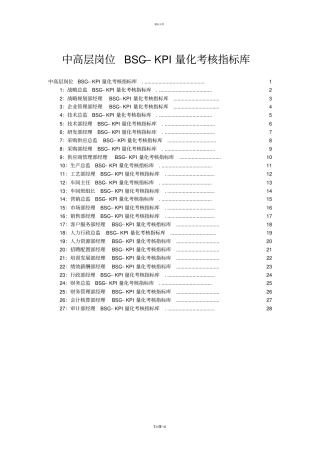 中高层岗位BSC—KPI量化考核指标库