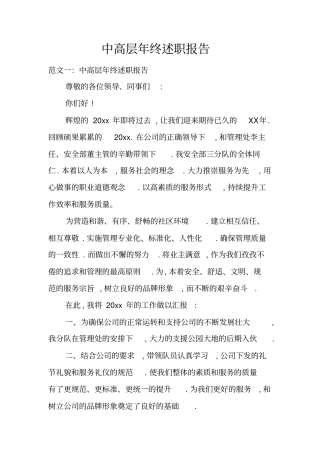 中高层年终述职报告