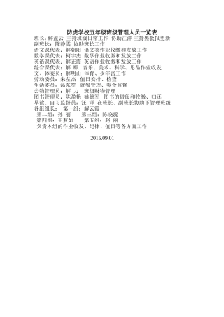 五年级班级管理MicrosoftWord文档