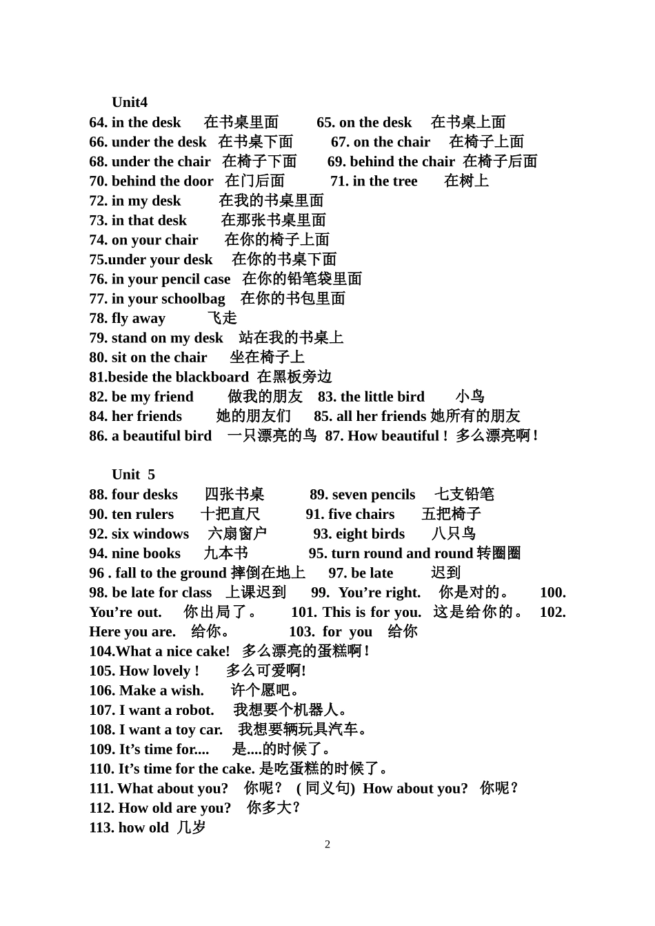 三年级下册复习--英汉互译_第2页
