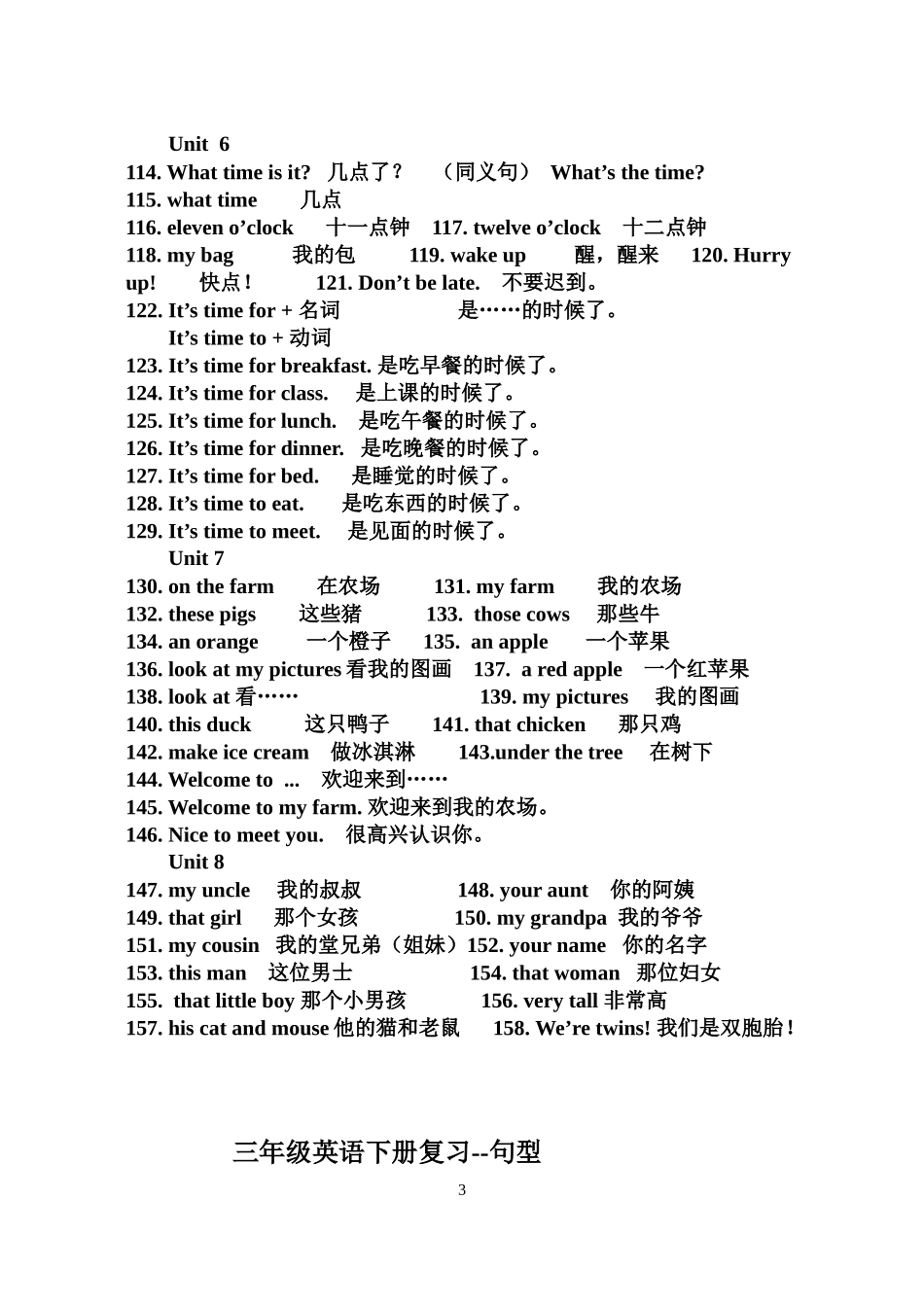 三年级下册复习--英汉互译_第3页