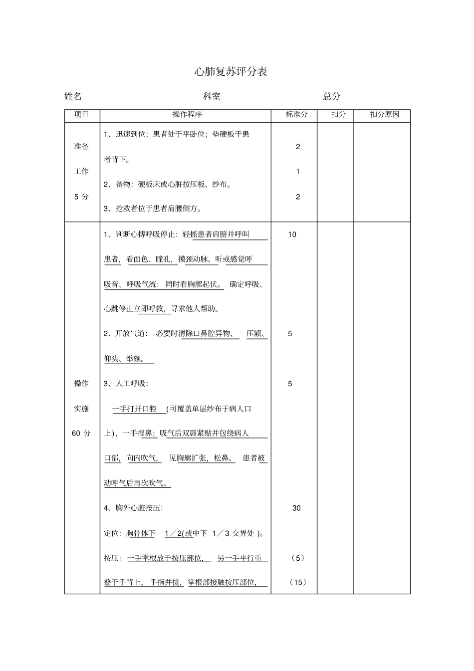 临床三基技能操作考核评分标准讲解_第1页