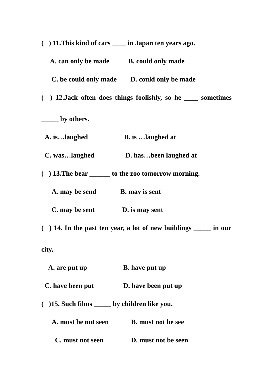 被动语态专项练习及答案_第3页