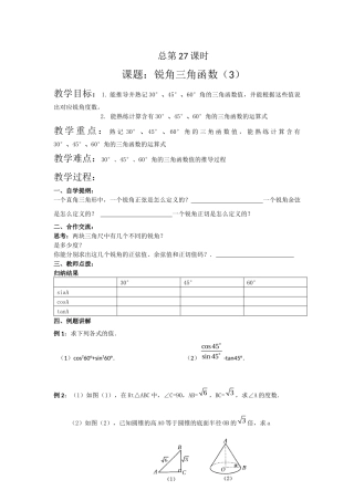 锐角三角函数3教案