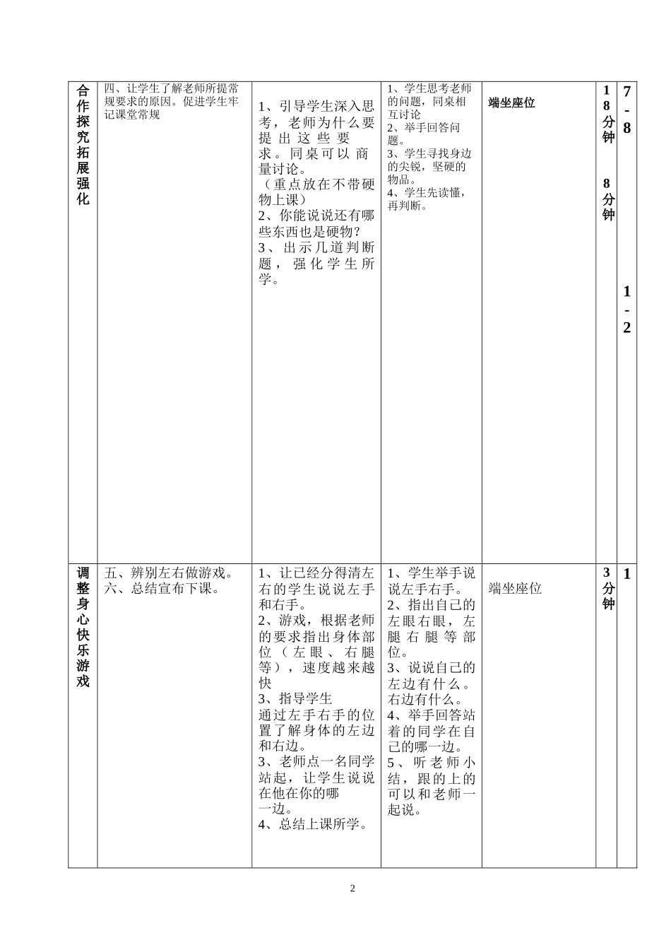 一年级第一节课体育课教案_第2页